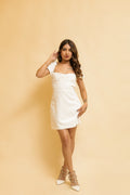 Sweetheart Neckline Smocked White Sundress