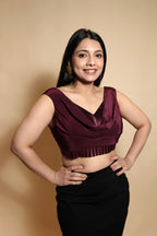 Elegant Cropped Wine-Colored Top