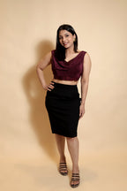 Elegant Cropped Wine-Colored Top