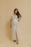 Chic Cut-Work Cotton Midi Dress