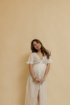 Chic Cut-Work Cotton Midi Dress