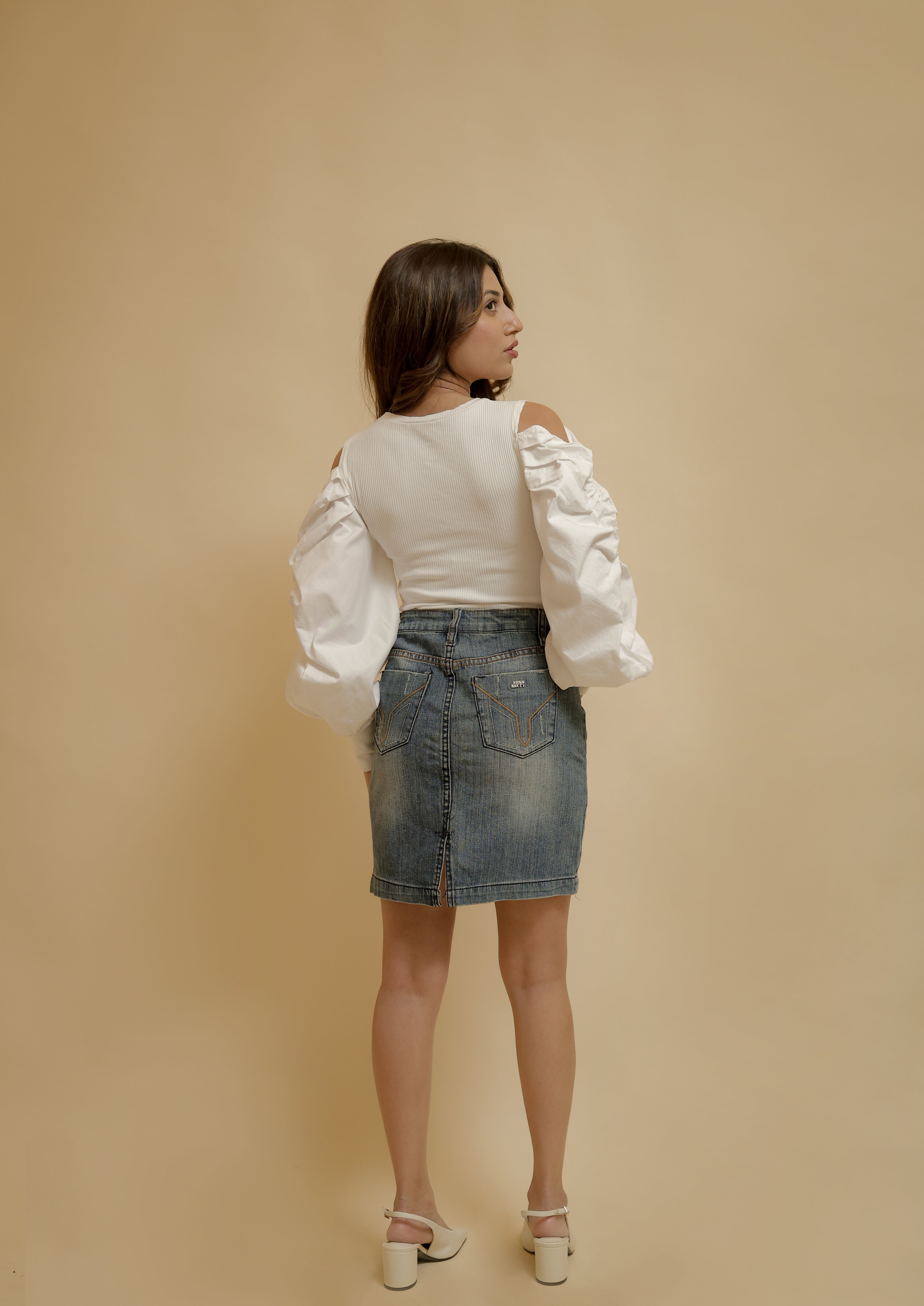 Washed Denim Skirt