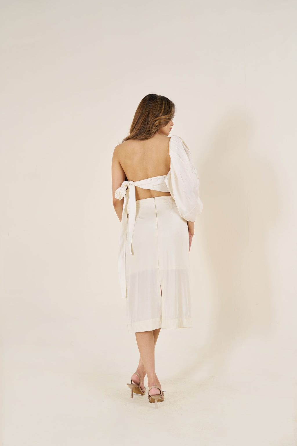 Ivory One-Shoulder Statement Co-Ord Set