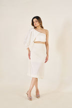 Ivory One-Shoulder Statement Co-Ord Set
