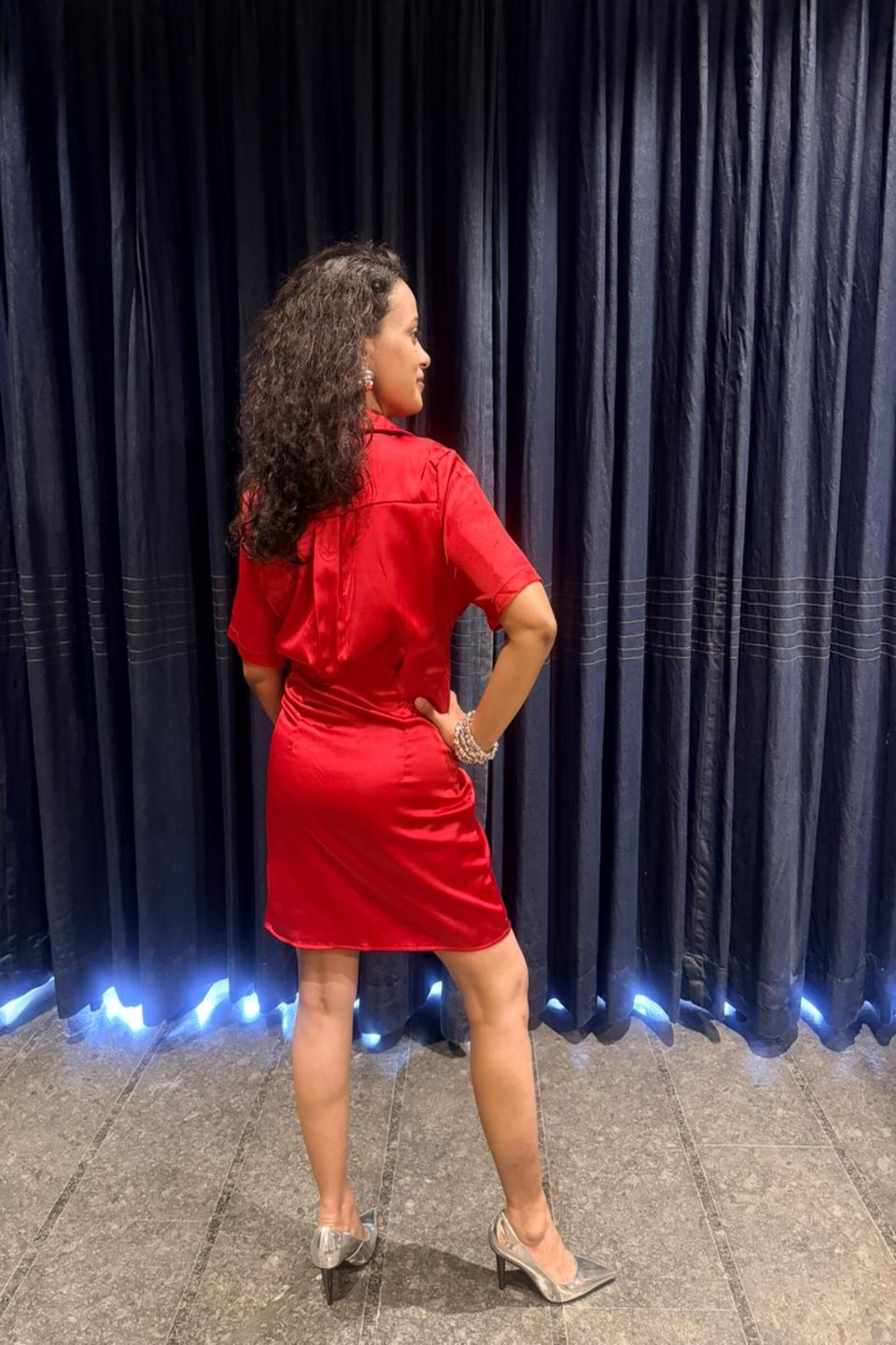 Crimson Hour Wrap Dress
