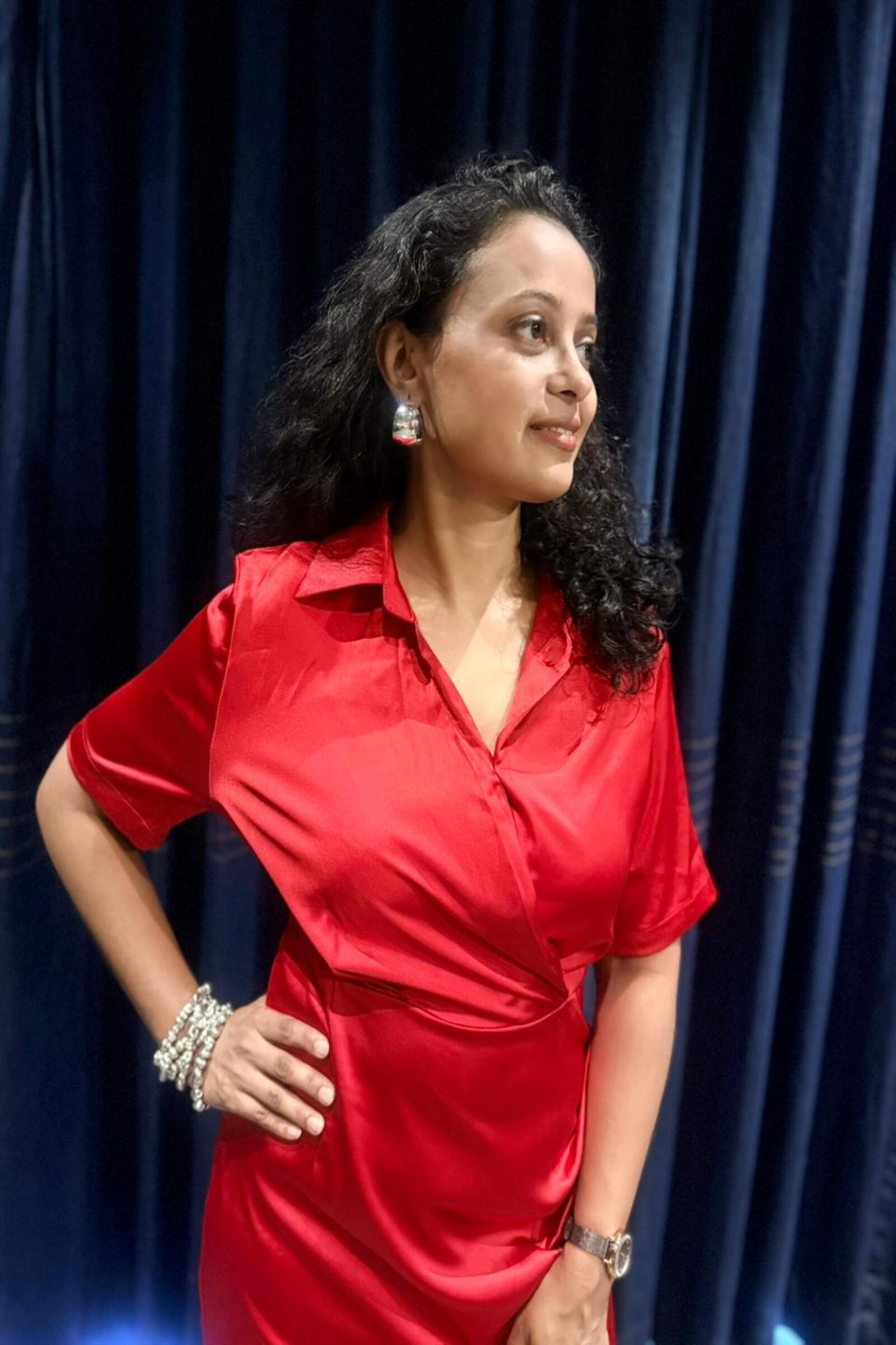 Crimson Hour Wrap Dress