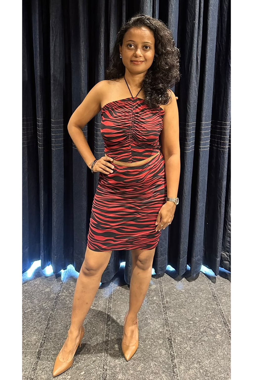 Crimson Tiger Ruched Co-ord Set