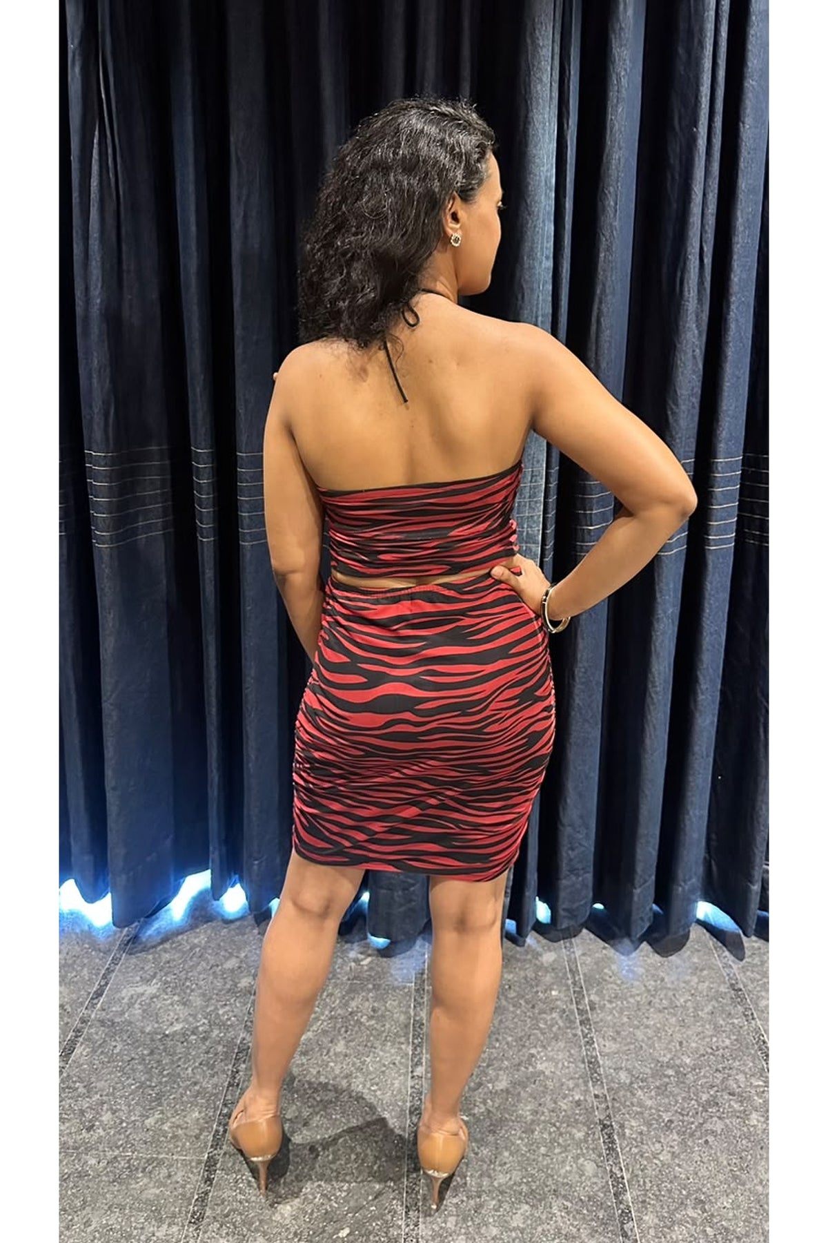 Crimson Tiger Ruched Co-ord Set