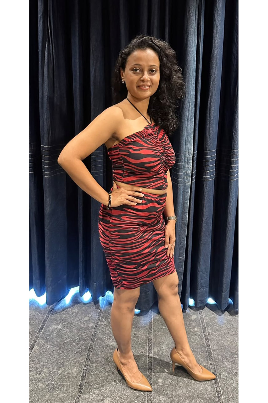 Crimson Tiger Ruched Co-ord Set