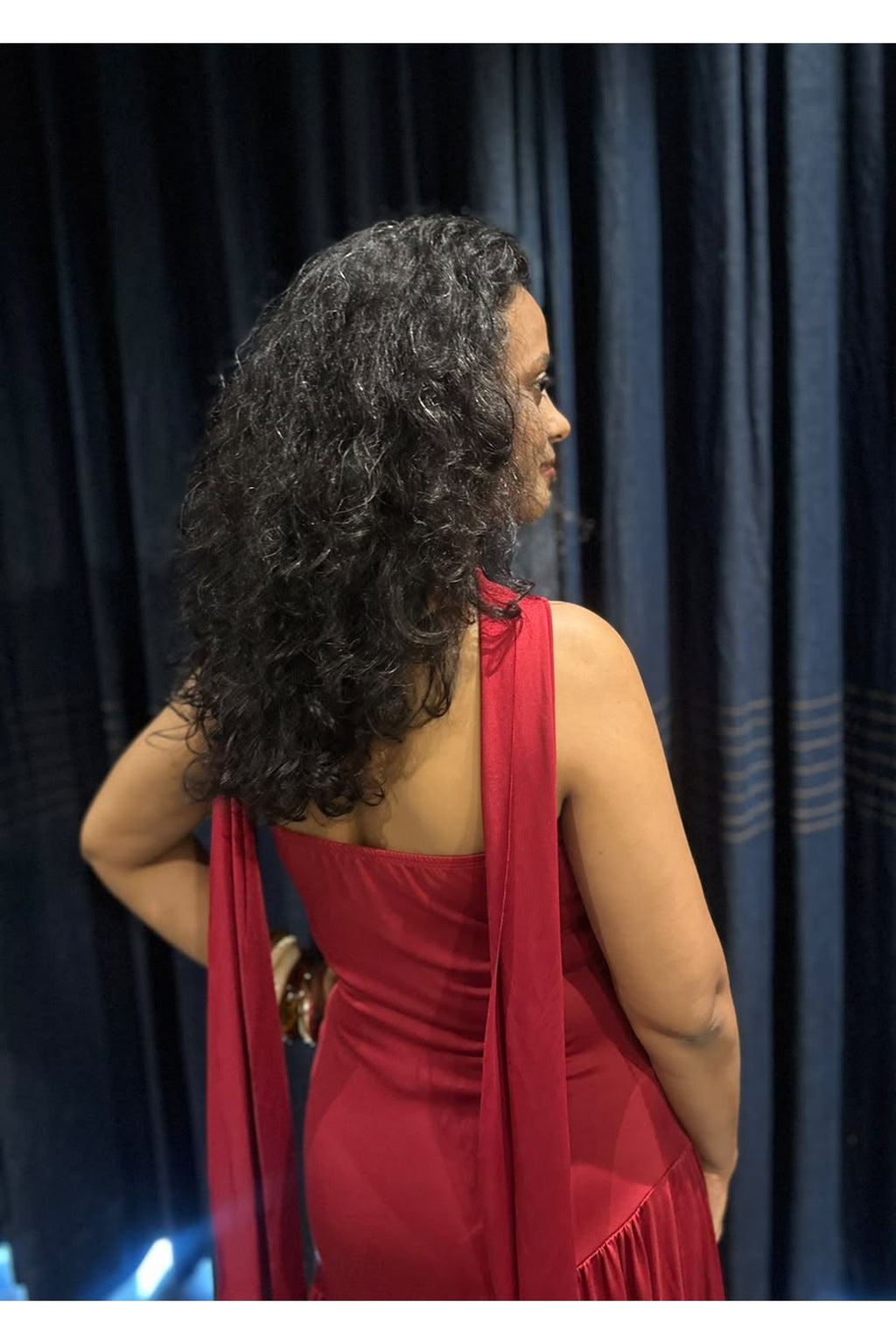 Ruby Red Tube Maxi Dress with Neck Scarf
