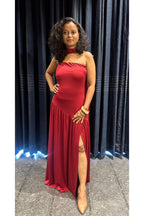 Ruby Red Tube Maxi Dress with Neck Scarf