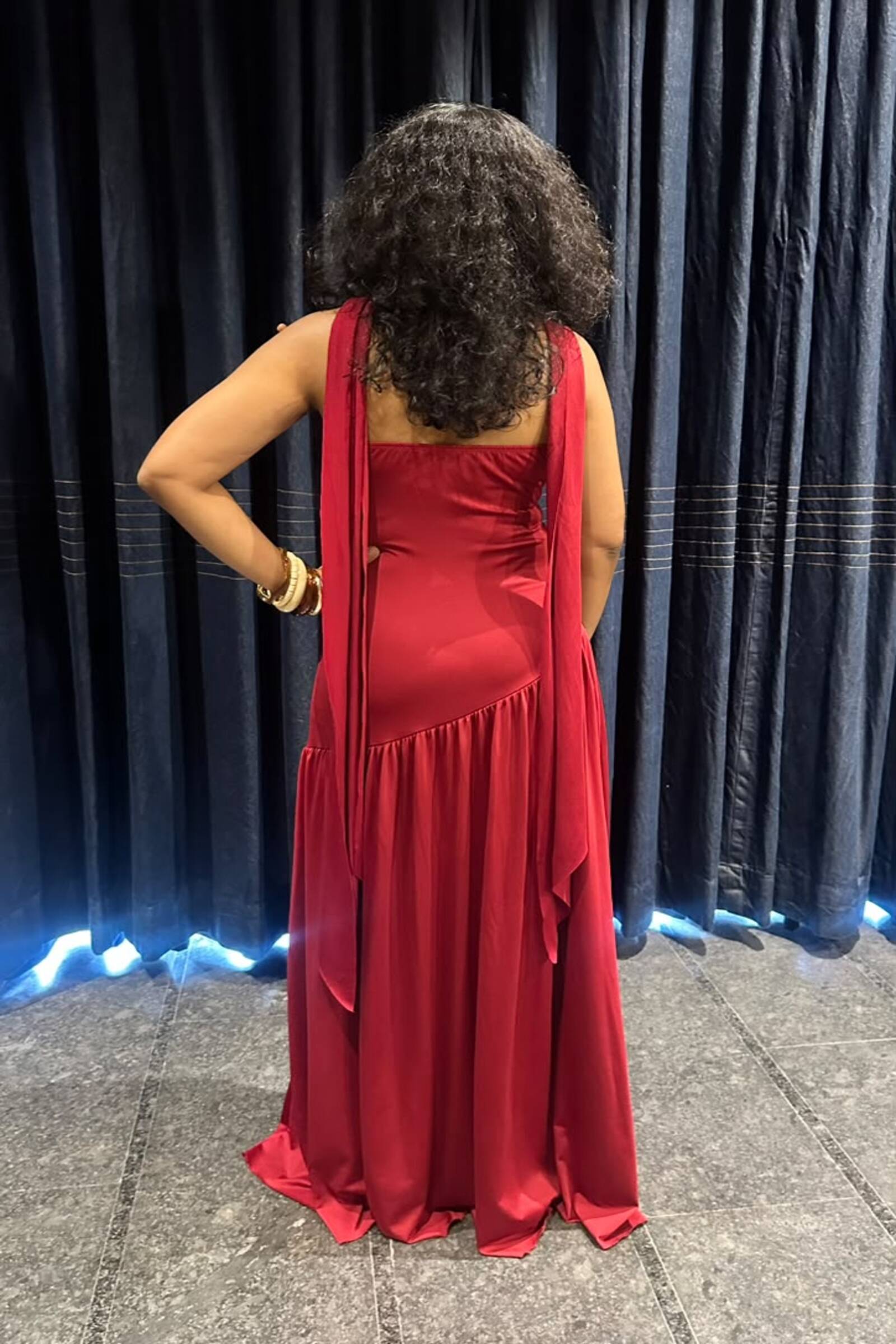 Ruby Red Tube Maxi Dress with Neck Scarf