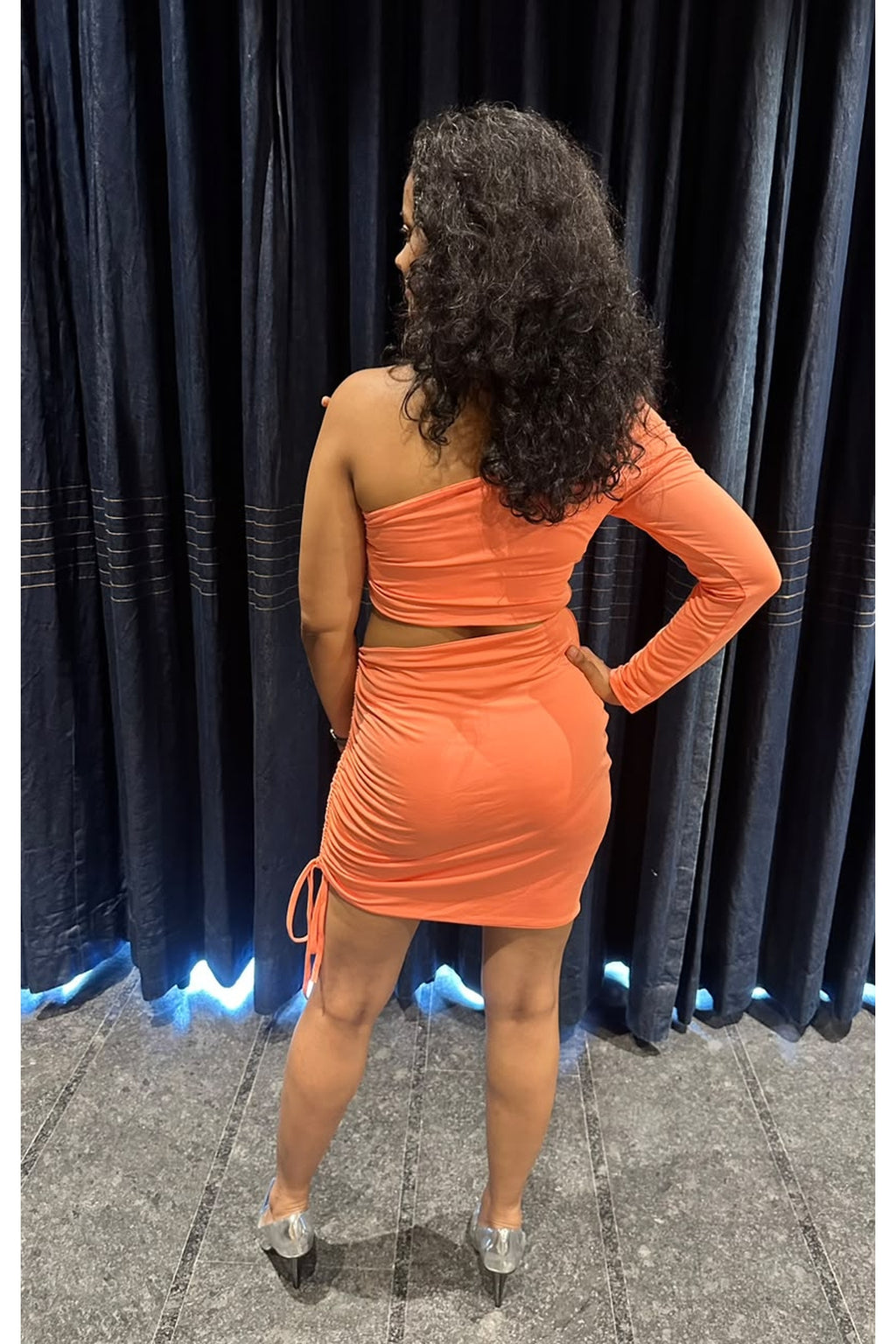 Sunset Ruched One-Shoulder Dress