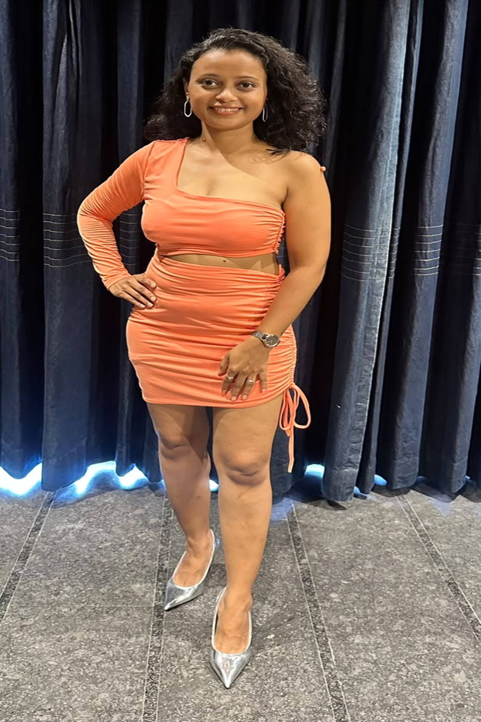Sunset Ruched One-Shoulder Dress