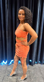 Sunset Ruched One-Shoulder Dress
