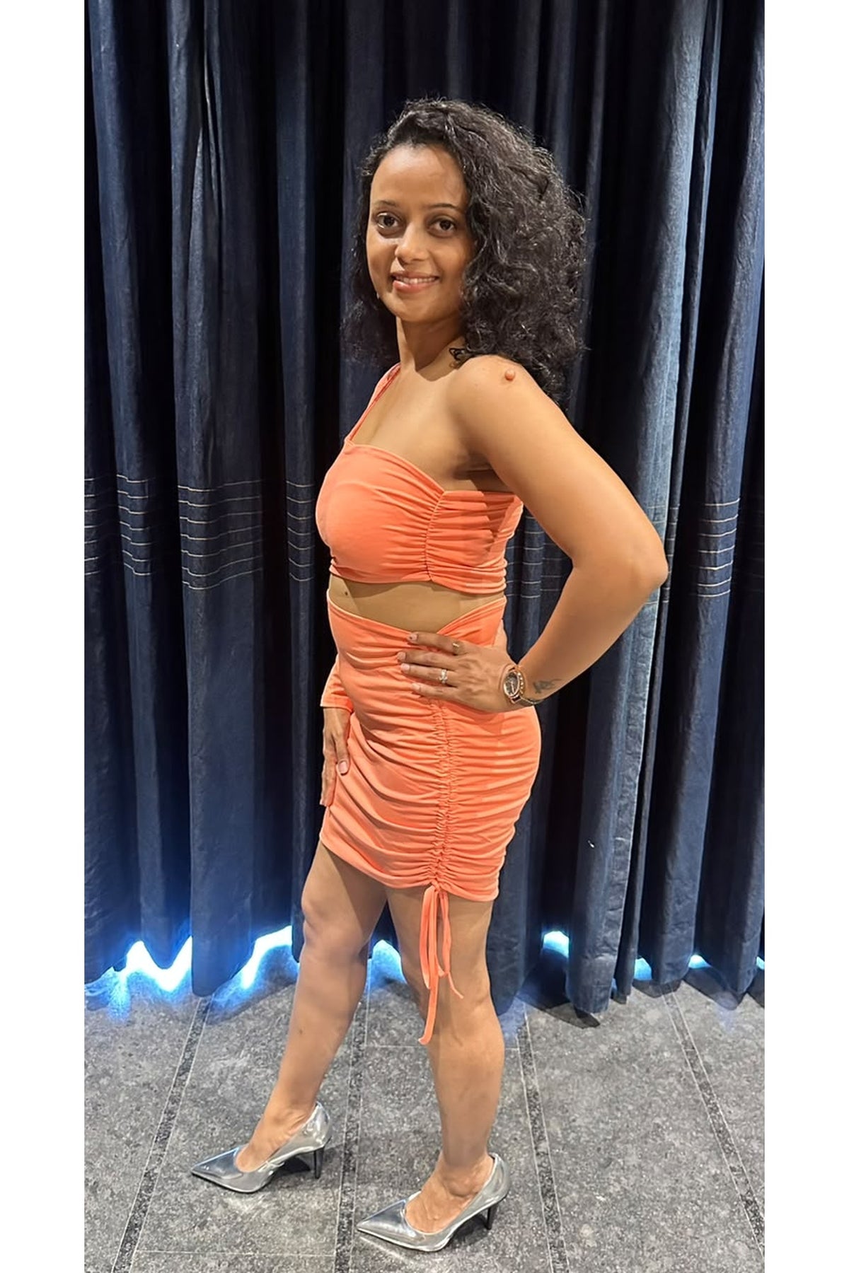 Sunset Ruched One-Shoulder Dress