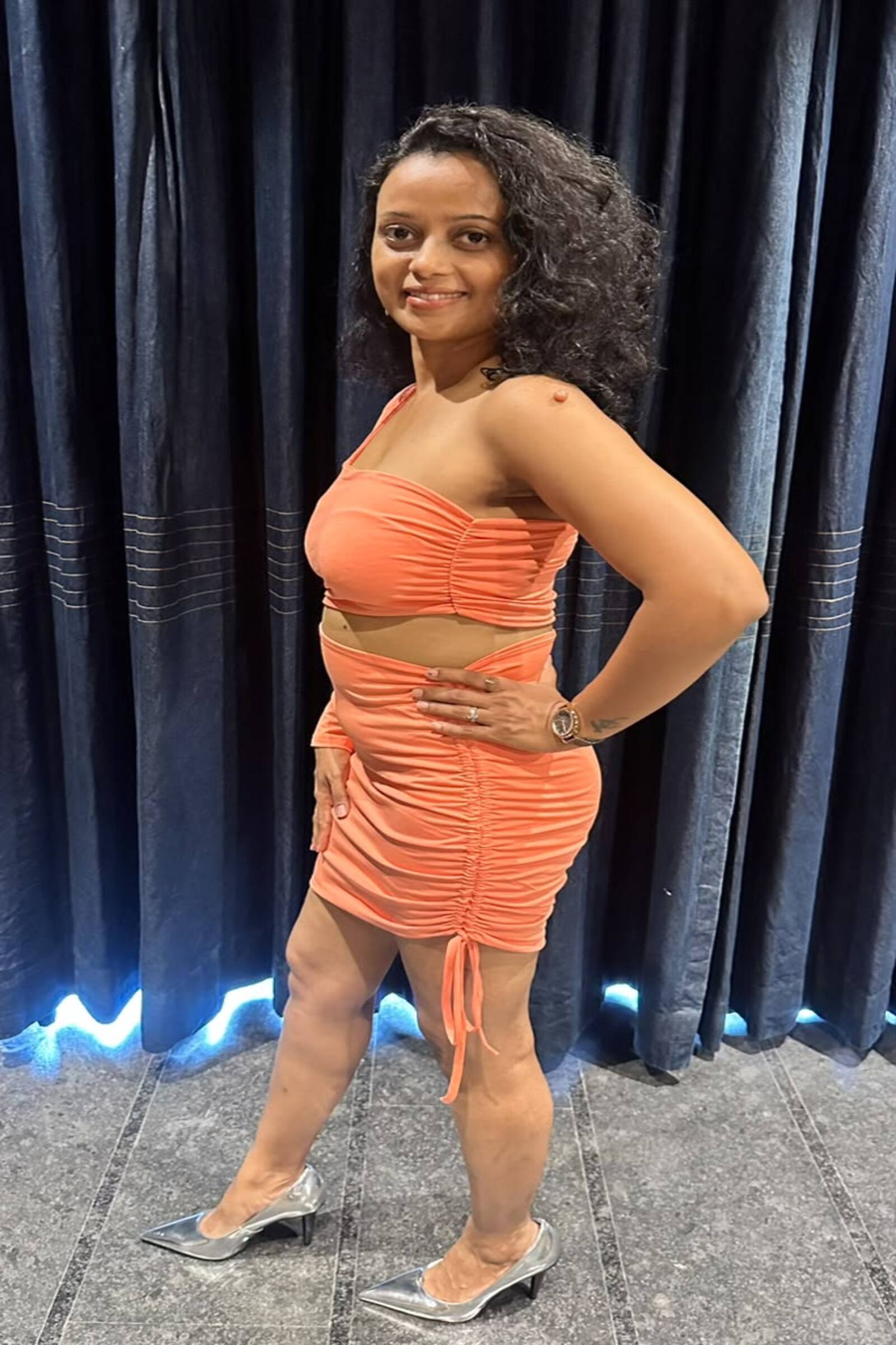 Sunset Ruched One-Shoulder Dress