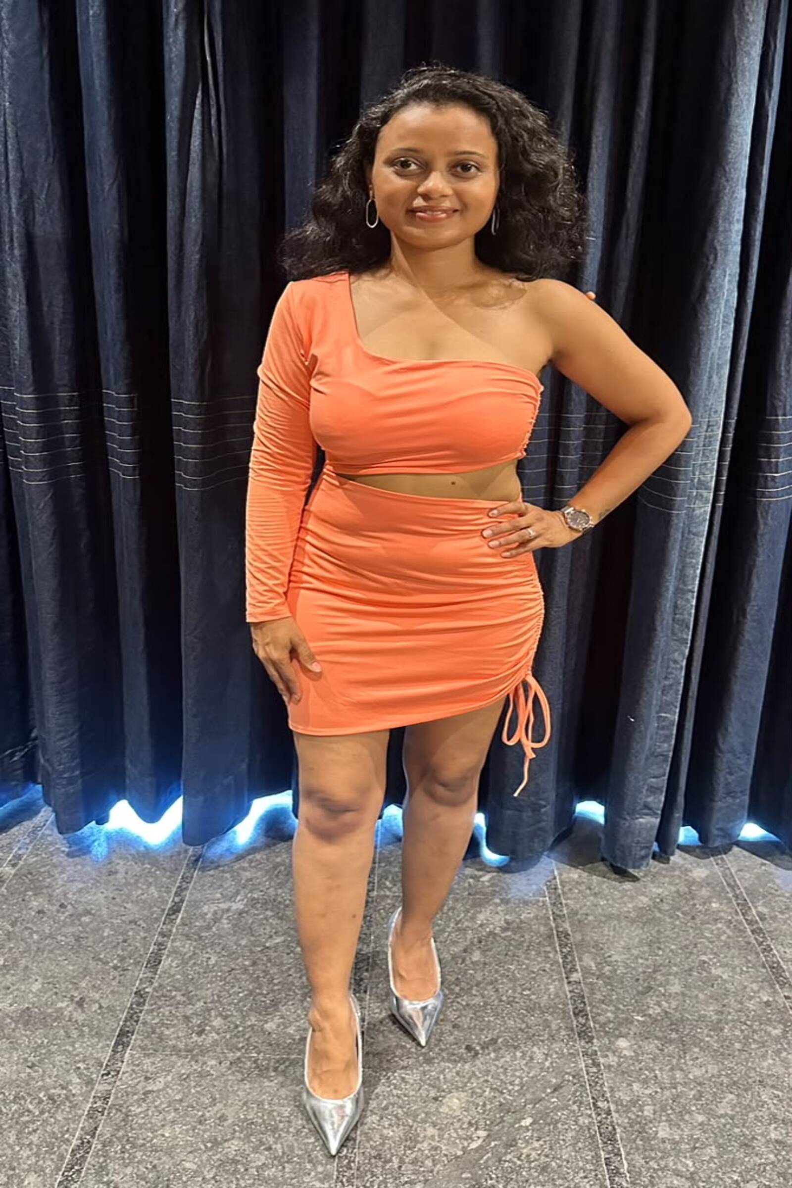 Sunset Ruched One-Shoulder Dress