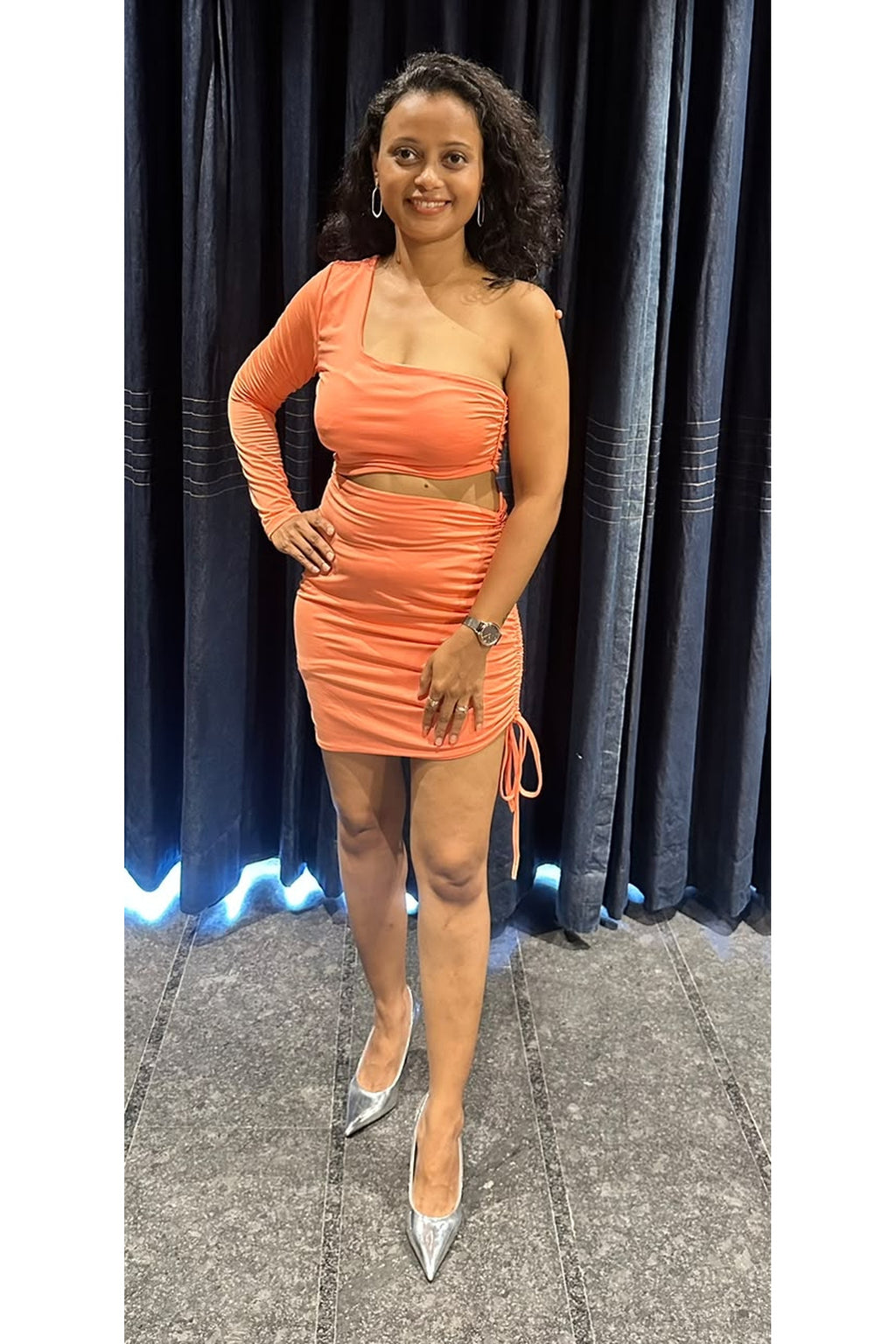 Sunset Ruched One-Shoulder Dress