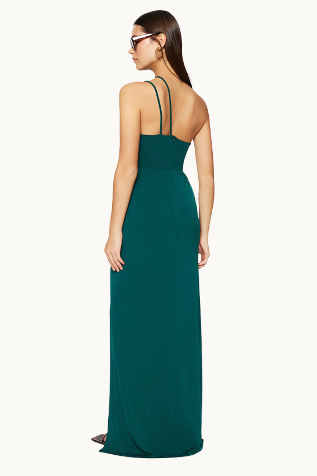 Emerald Green Asymmetrical Cutout Maxi Dress