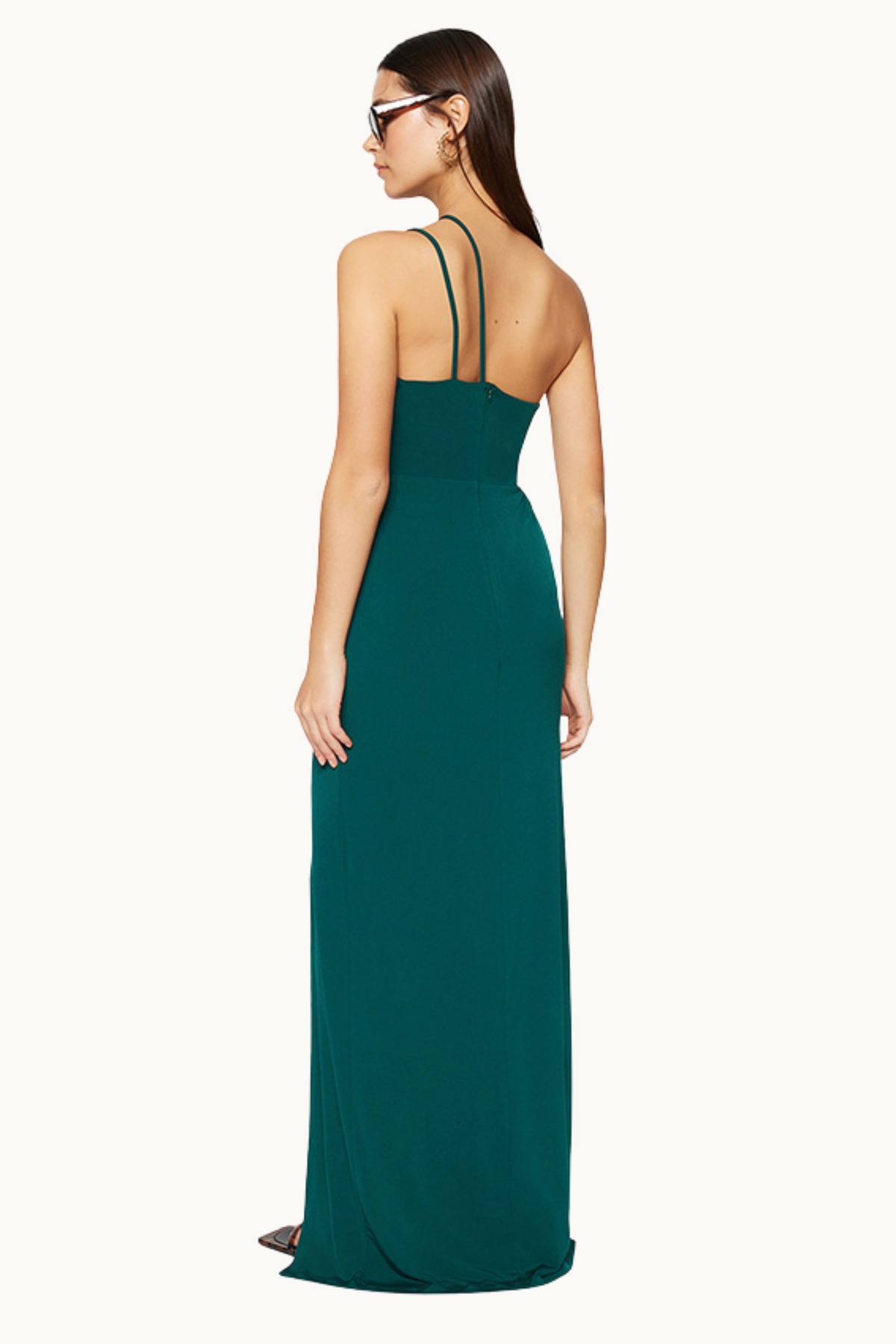 Emerald Green Asymmetrical Cutout Maxi Dress