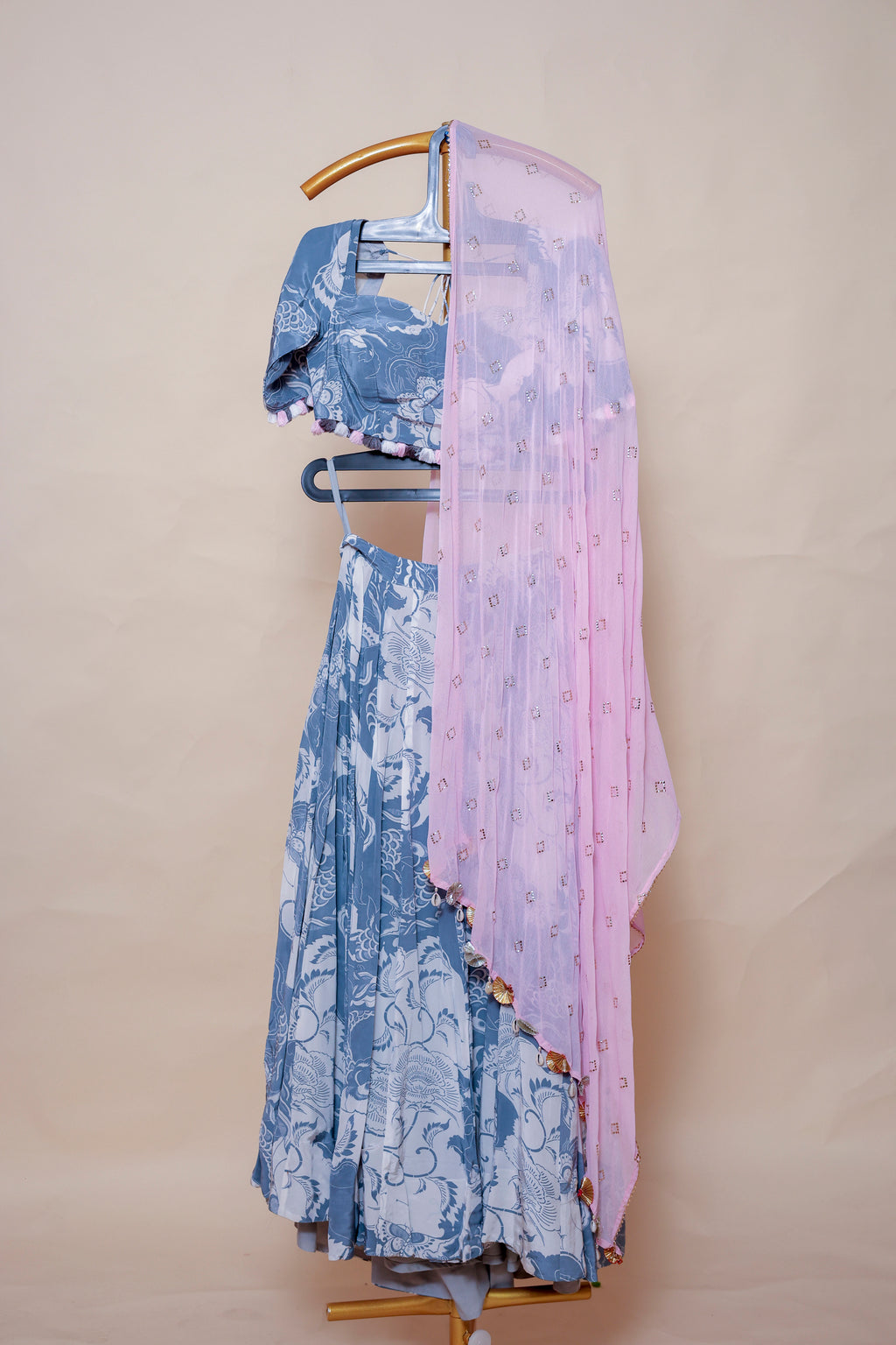 Blue Floral Navratri Chaniya Choli