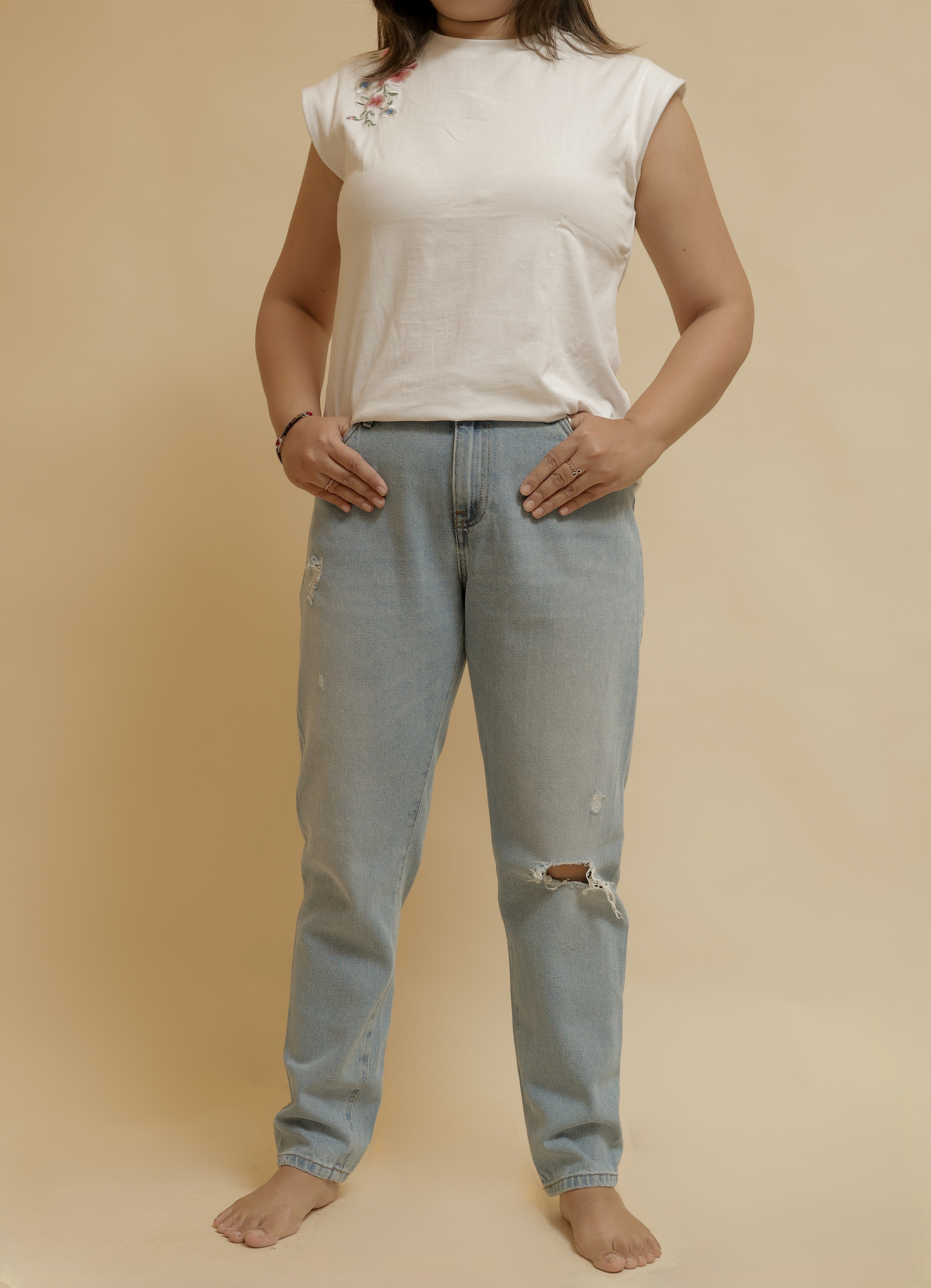 Women Blue Boyfriend Fit High-Rise Jeans