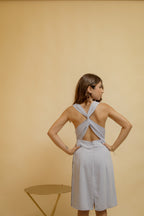 Minimalist Powder Blue Sheath Dress