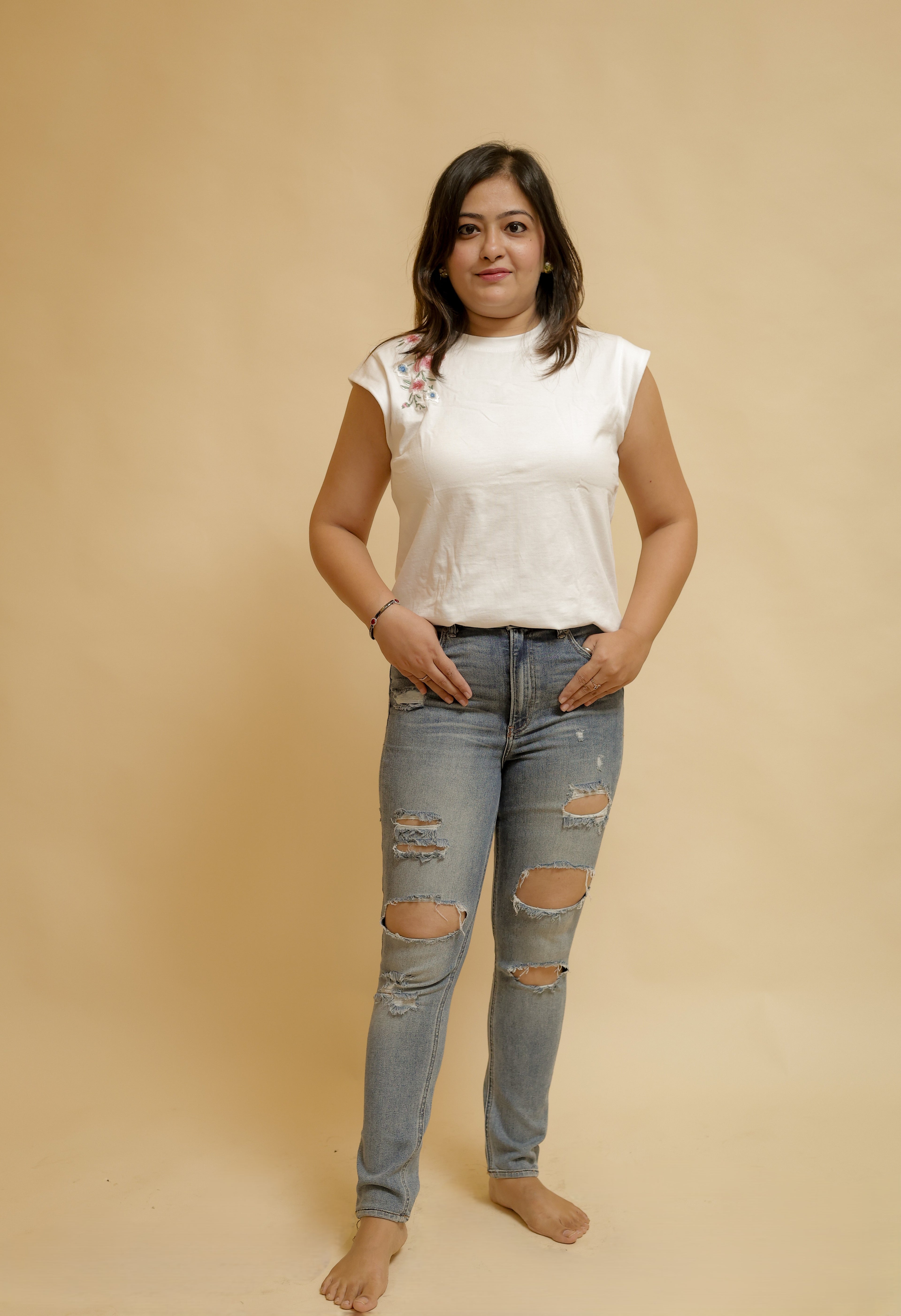 High-Rise Ripped Denim