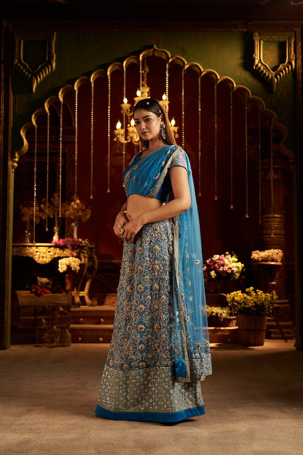Royal Blue Lehenga with Heavy Work & Stylish Blouse