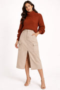Beige Cargo Utility Skirt
