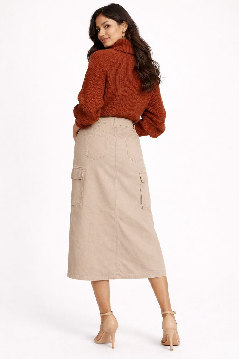Beige Cargo Utility Skirt