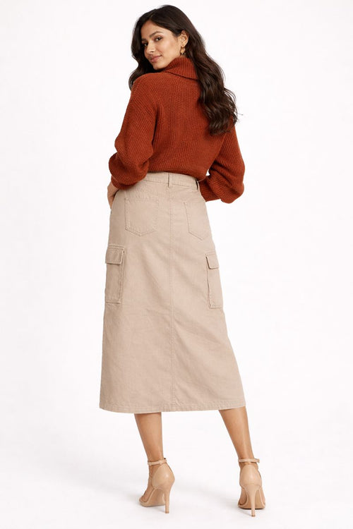 Beige Cargo Utility Skirt