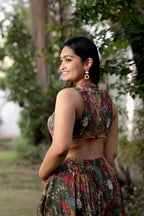 Olive Kalamkari Print Sleeveless Ankle-Length Maxi Dress