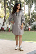 Silver Sequin Shimmer Mini Dress with Floral Appliqué