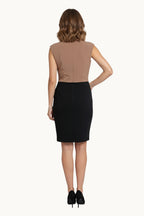 Two-Tone Faux Wrap Sheath Dress