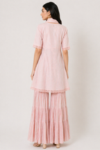 Khari Pink Kurta With Sharara Set Of 3