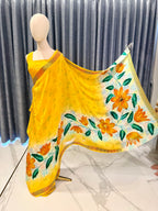 Lightweight Yellow Saree with Vivid Artistic Blooms