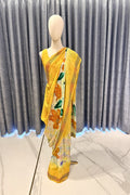 Lightweight Yellow Saree with Vivid Artistic Blooms