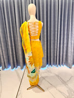 Lightweight Yellow Saree with Vivid Artistic Blooms