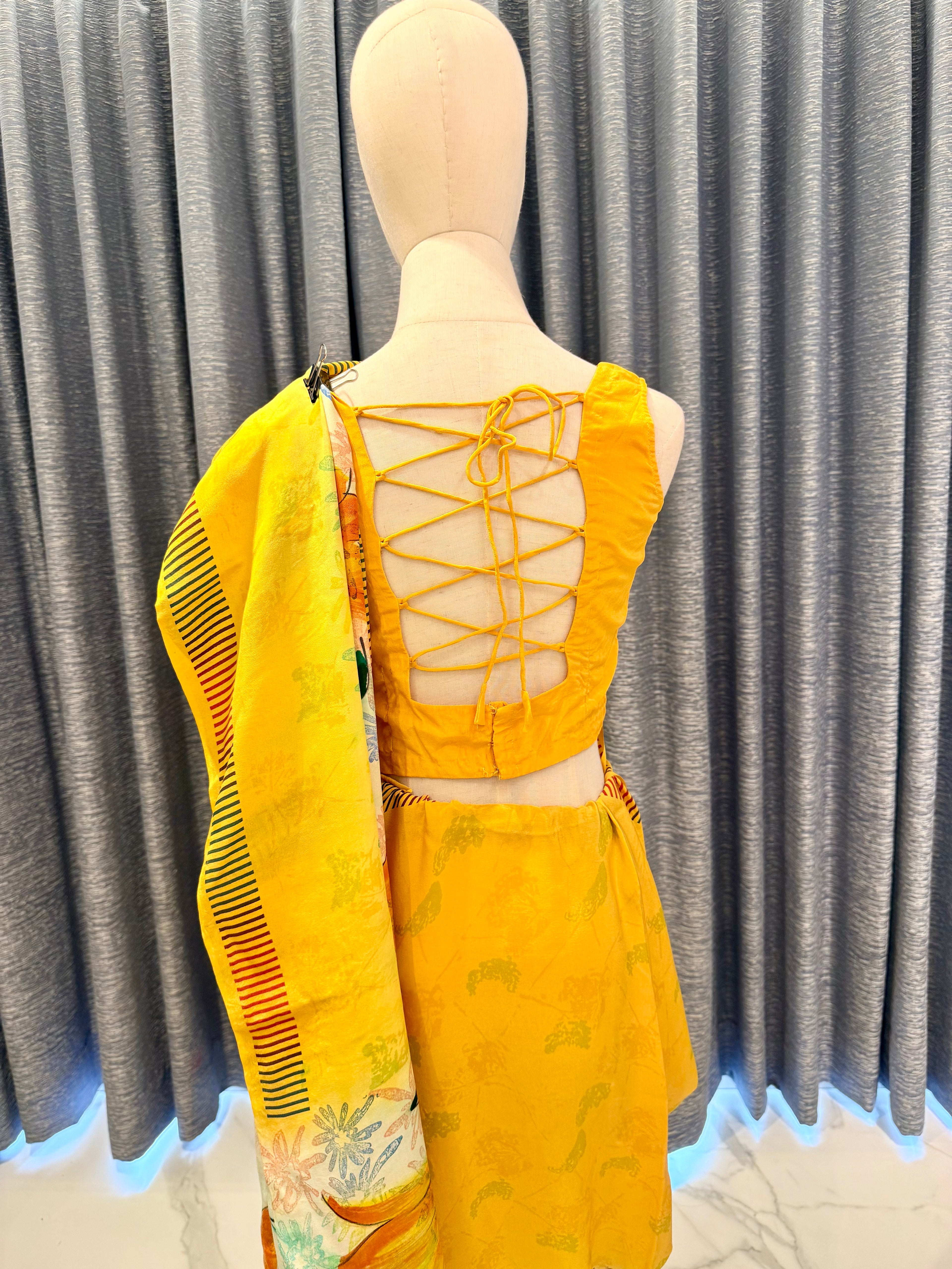 Lightweight Yellow Saree with Vivid Artistic Blooms