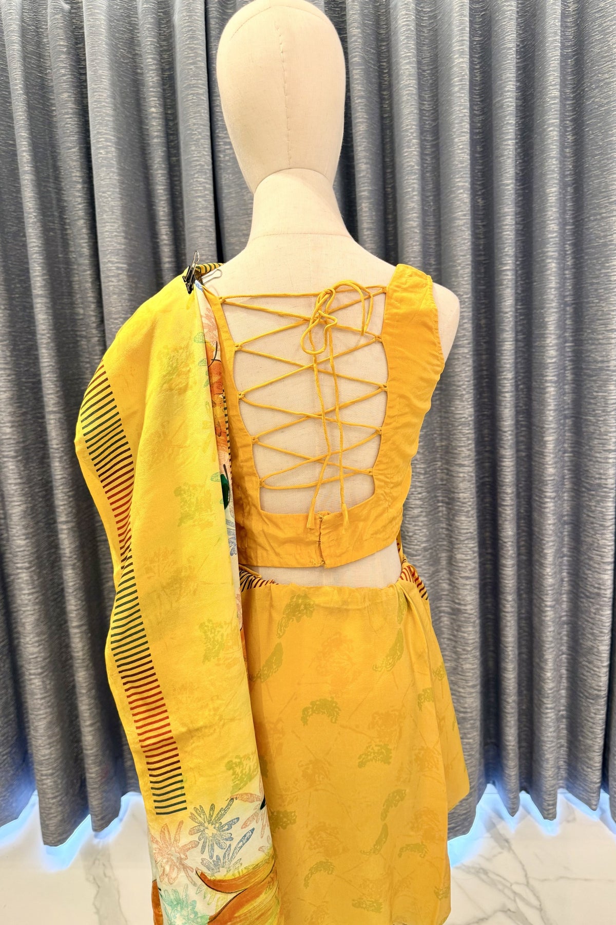 Lightweight Yellow Saree with Vivid Artistic Blooms