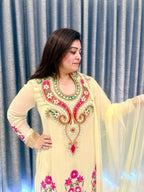 Designer Pastel Green & Pink Festive Gown