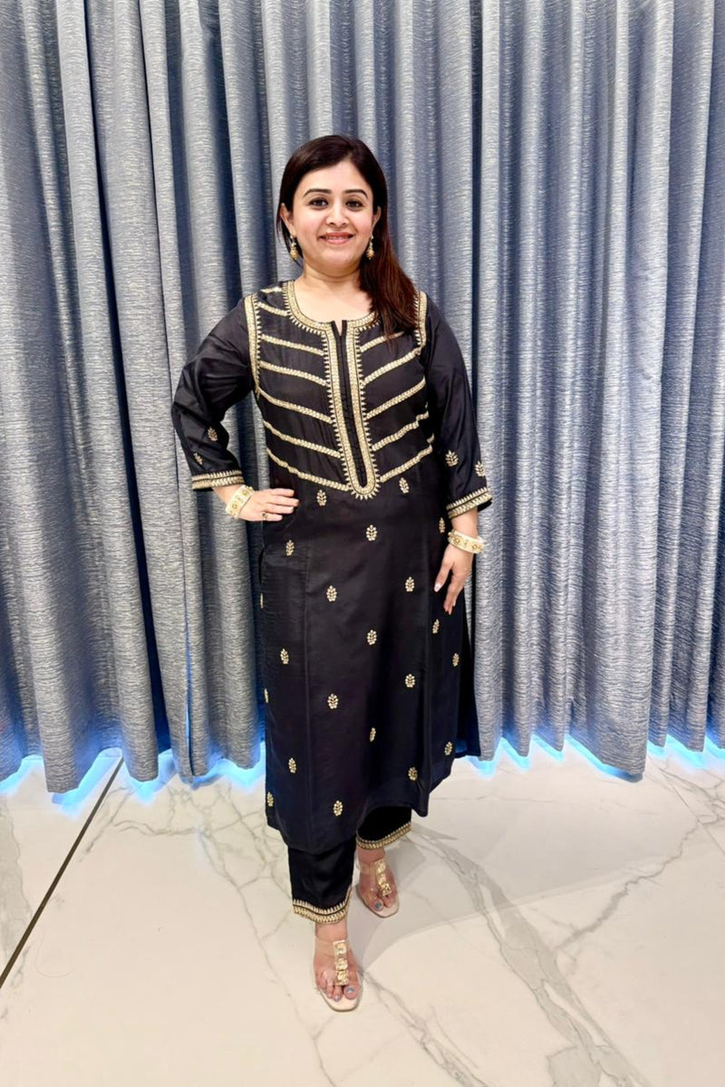 Midnight Black Embroidered Kurta Set