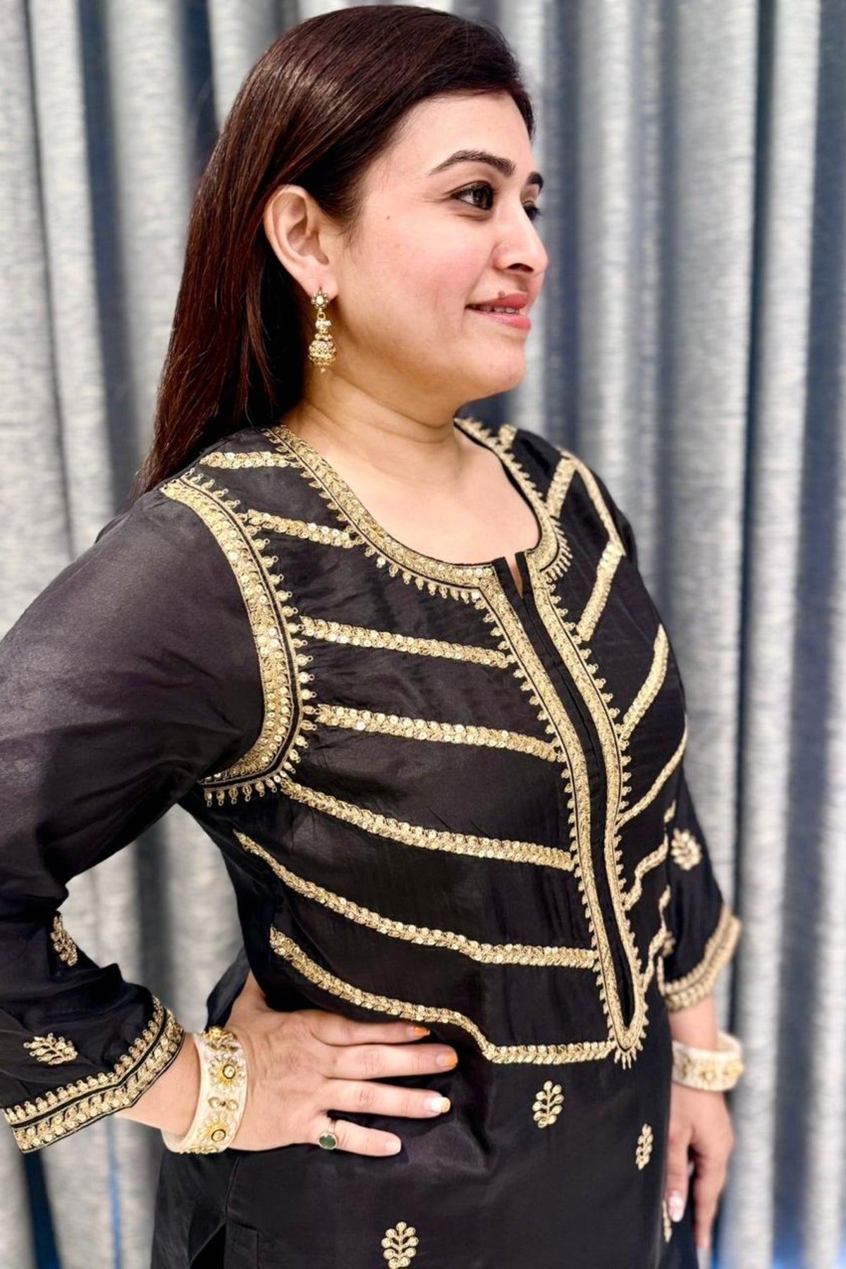 Midnight Black Embroidered Kurta Set