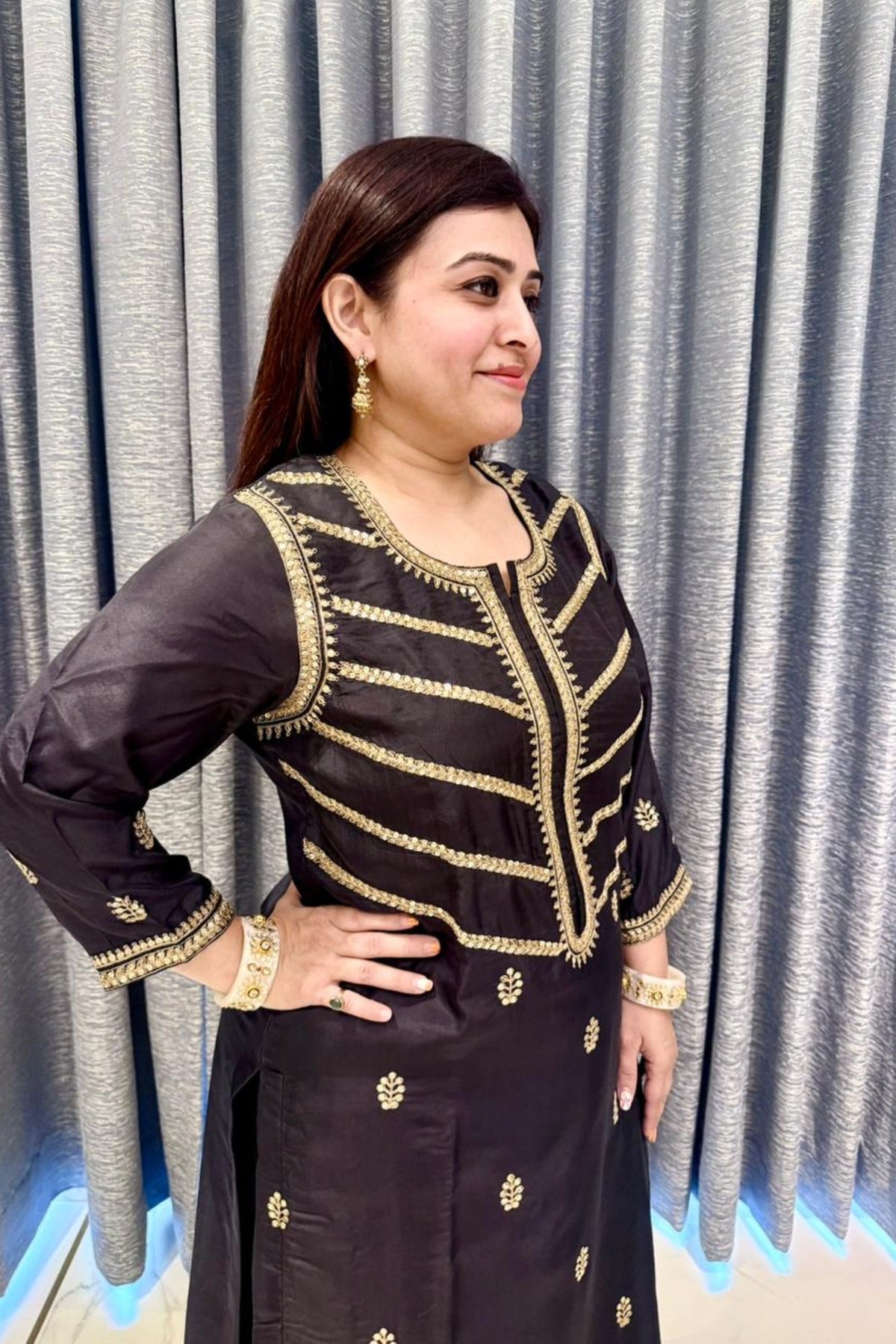 Midnight Black Embroidered Kurta Set