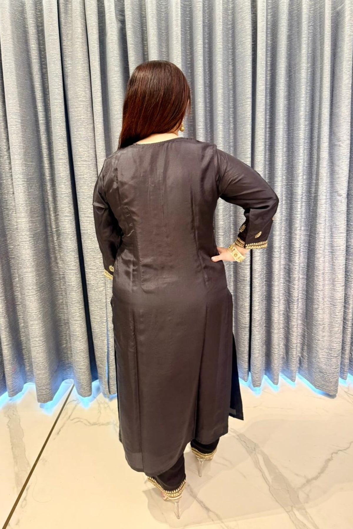 Midnight Black Embroidered Kurta Set