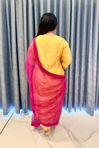 Sunshine Yellow Embroidered Kurta Set with Pink Dupatta