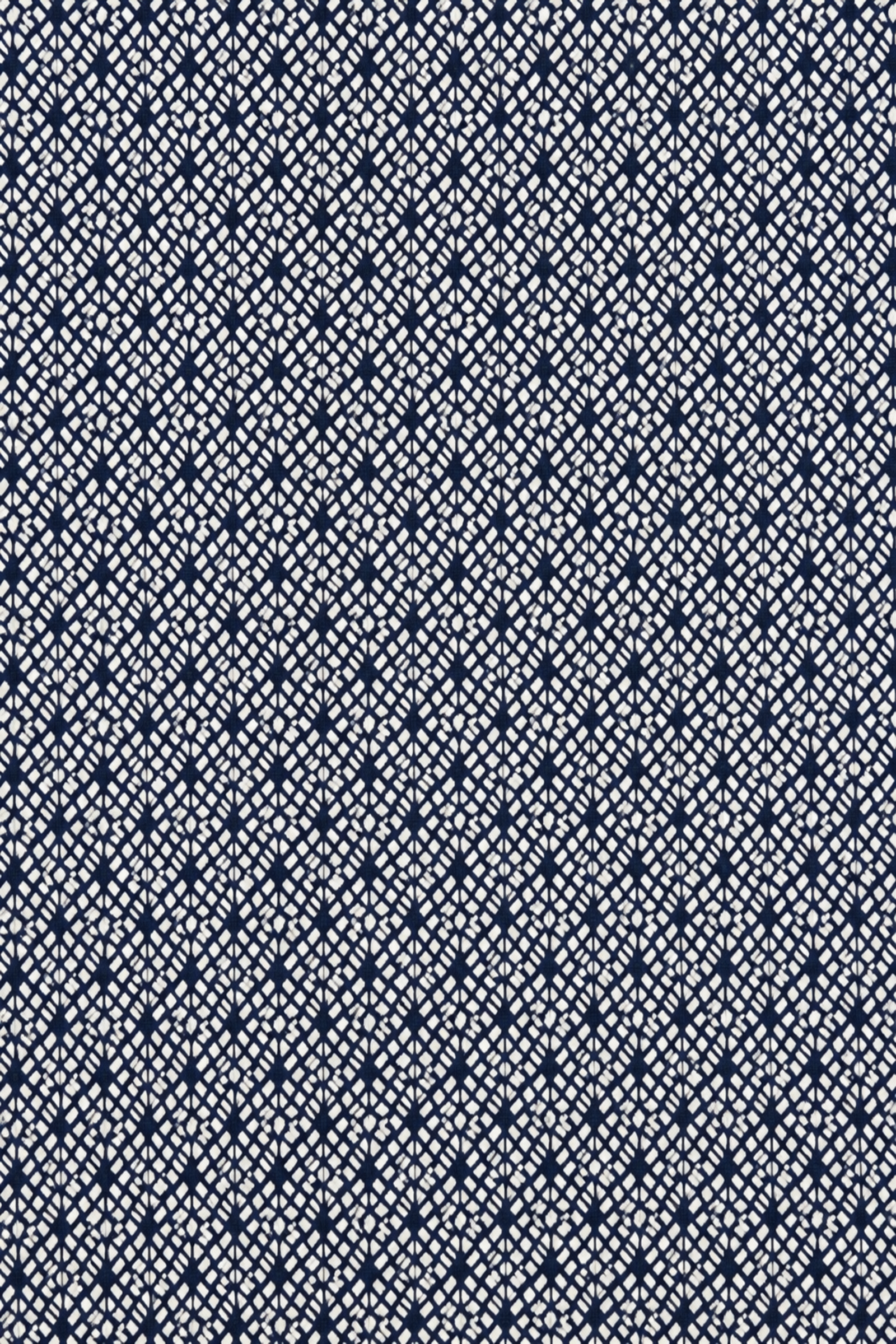 Navy & White Geometric Micro-Print Formal Shirt