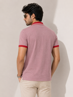 Heather Pink Contrast Collar Polo Shirt